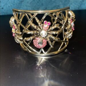 Betsey Johnson Pink and Silver Spider Bracelet